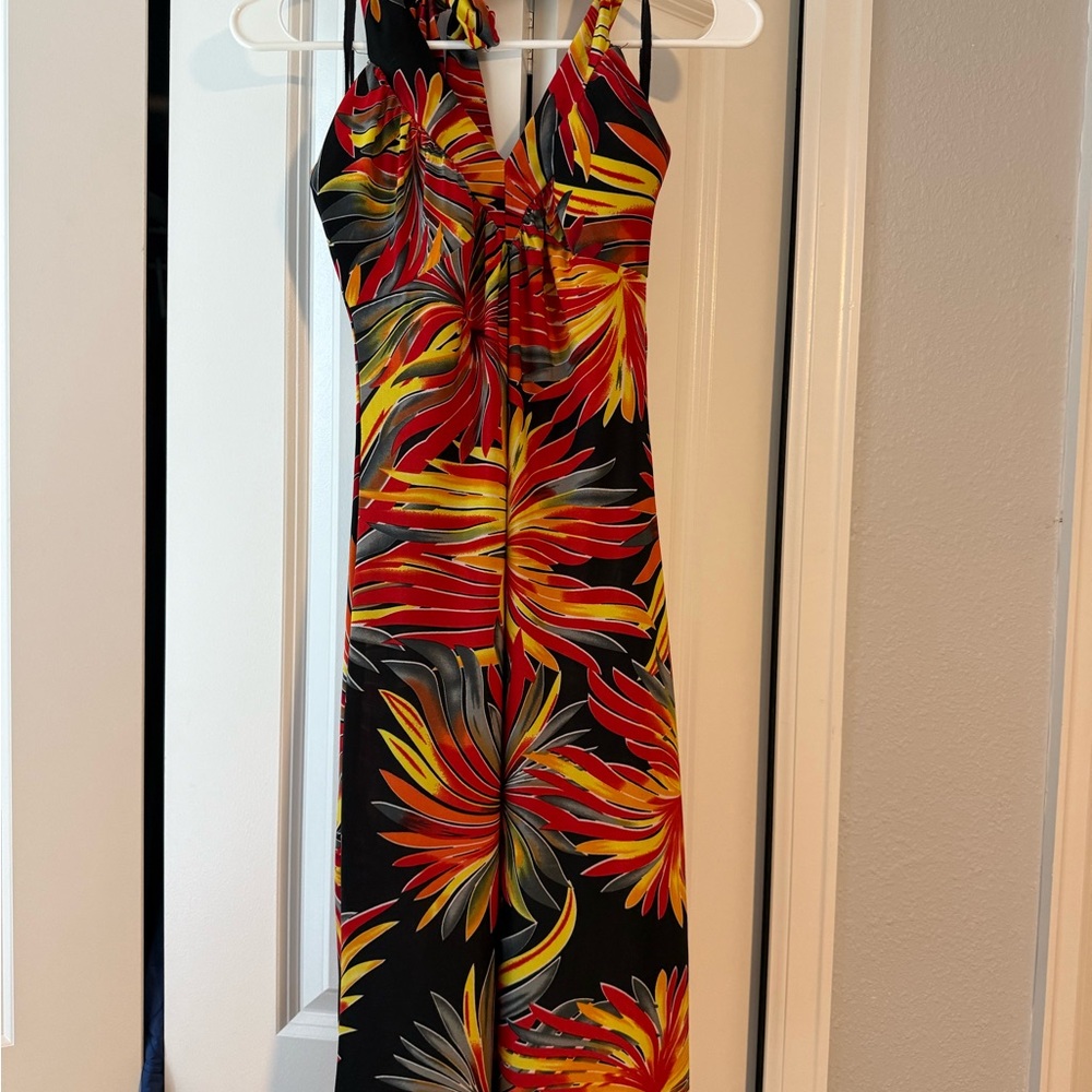 Mozy Tropical Print halter Dress